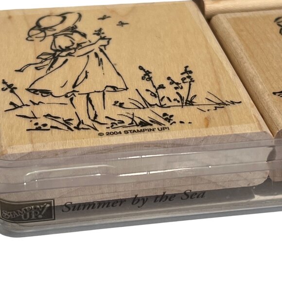 Stampin Up! Summer By The Sea Rubber Stamp Set Of 6 Wood-Mounted Stamps - Picture 2 of 3